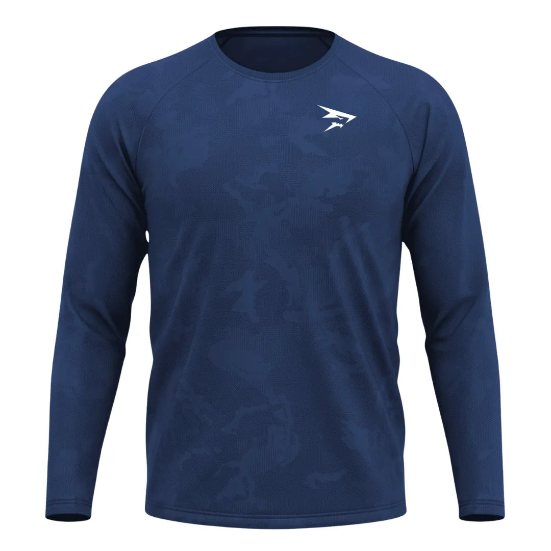 Langarm-Funktionsshirt – Blau – Nahtlos