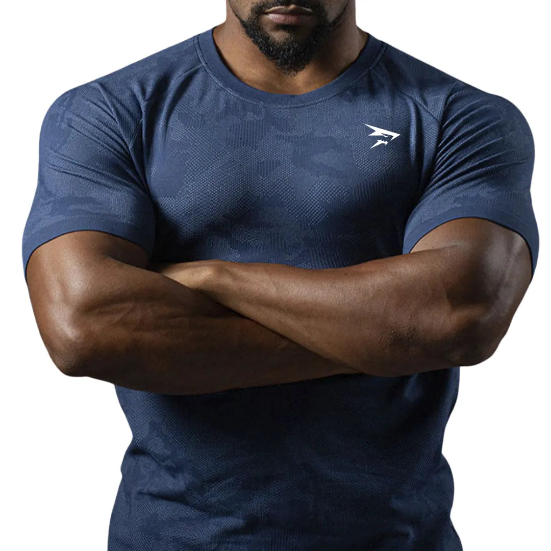 Dry-Kurzarmshirt – Blau – Nahtlos