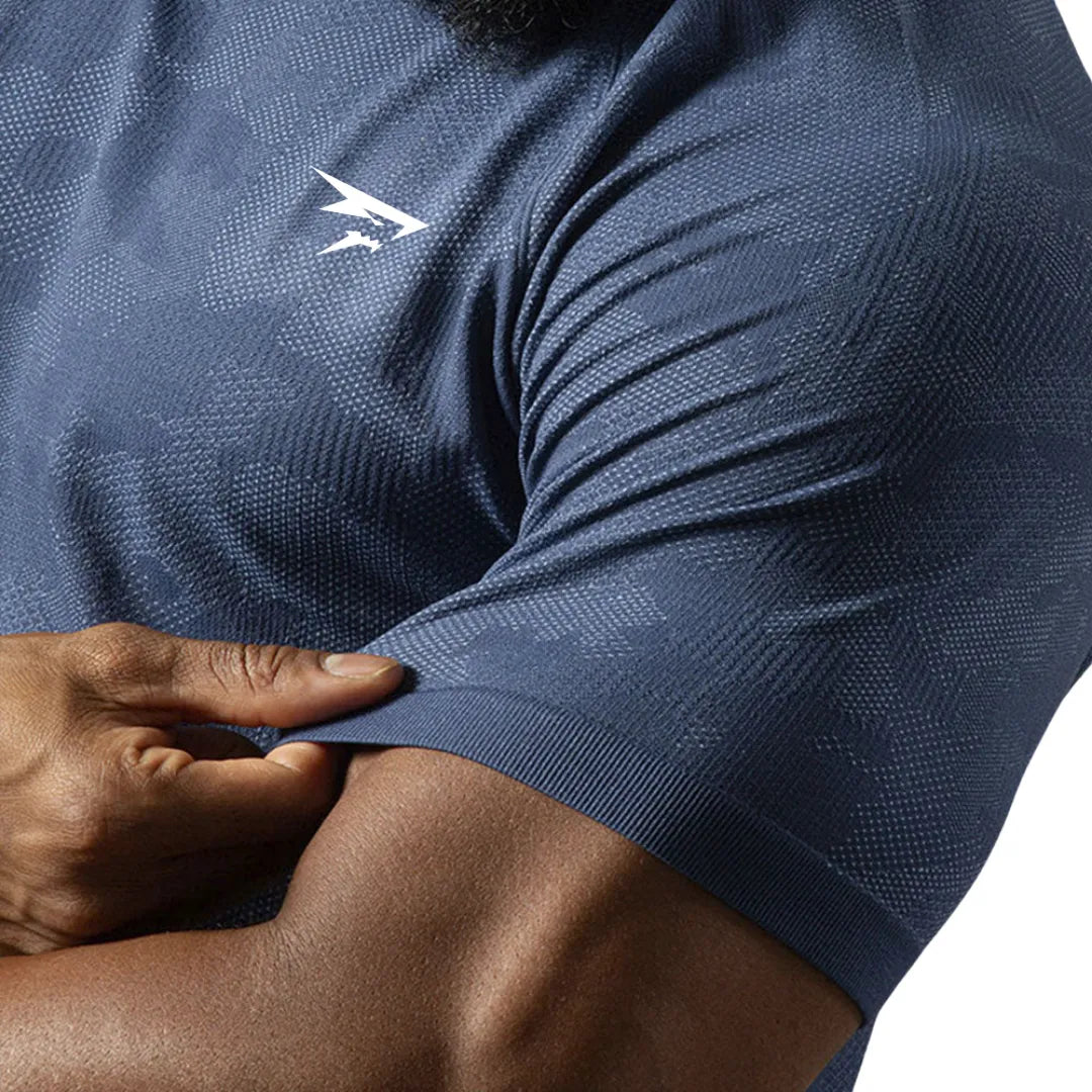 Dry-Kurzarmshirt – Blau – Nahtlos
