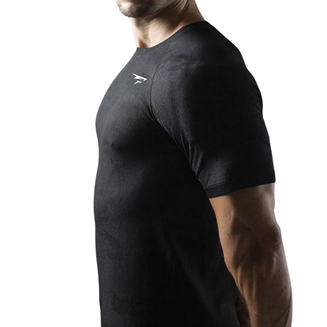 Dry-Kurzarmshirt – Schwarz – Nahtlos