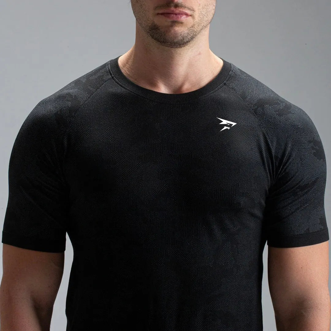 Dry-Kurzarmshirt – Schwarz – Nahtlos