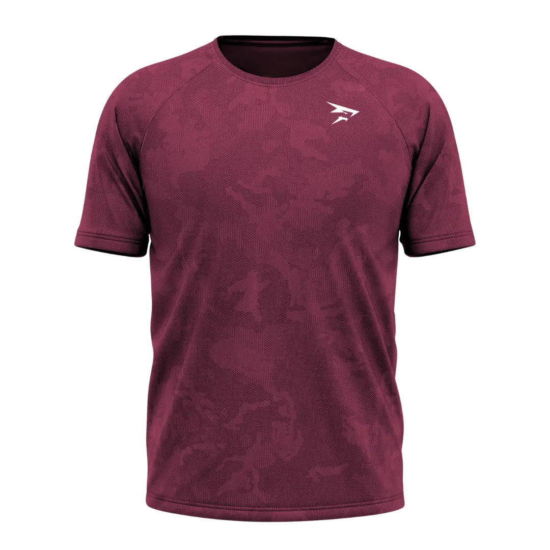 Nahtloses Kurzarm-Funktionsshirt – Weinrot