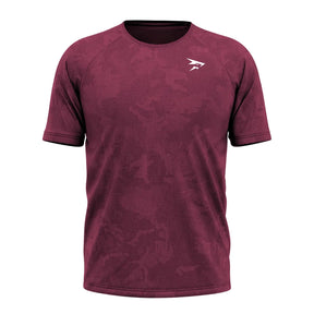 Nahtloses Kurzarm-Funktionsshirt – Weinrot
