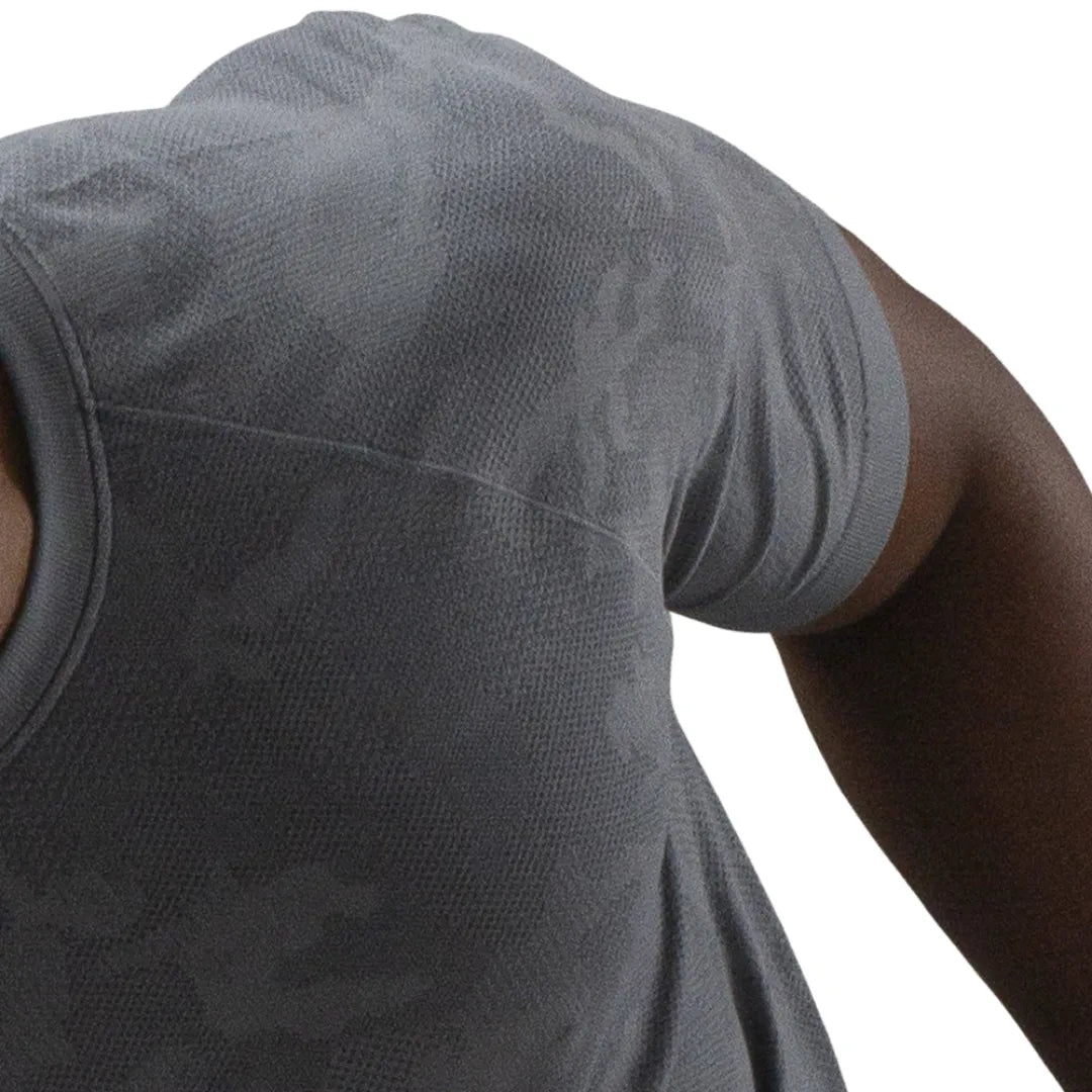 Nahtloses, schnelltrocknendes Kurzarmshirt – Grau