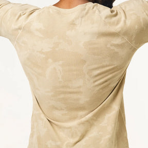 Nahtloses Kurzarm-Funktionsshirt – Beige