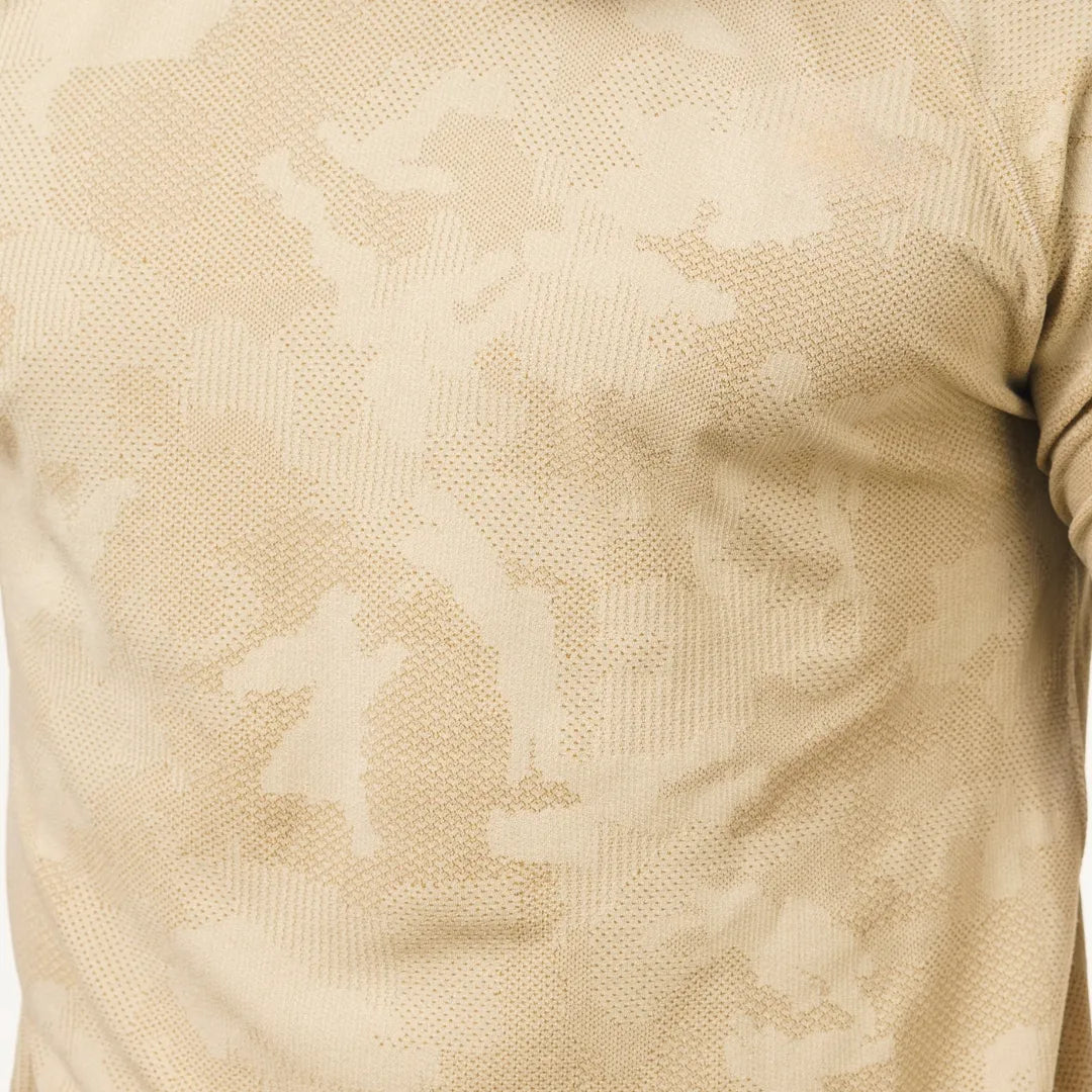 Nahtloses Kurzarm-Funktionsshirt – Beige