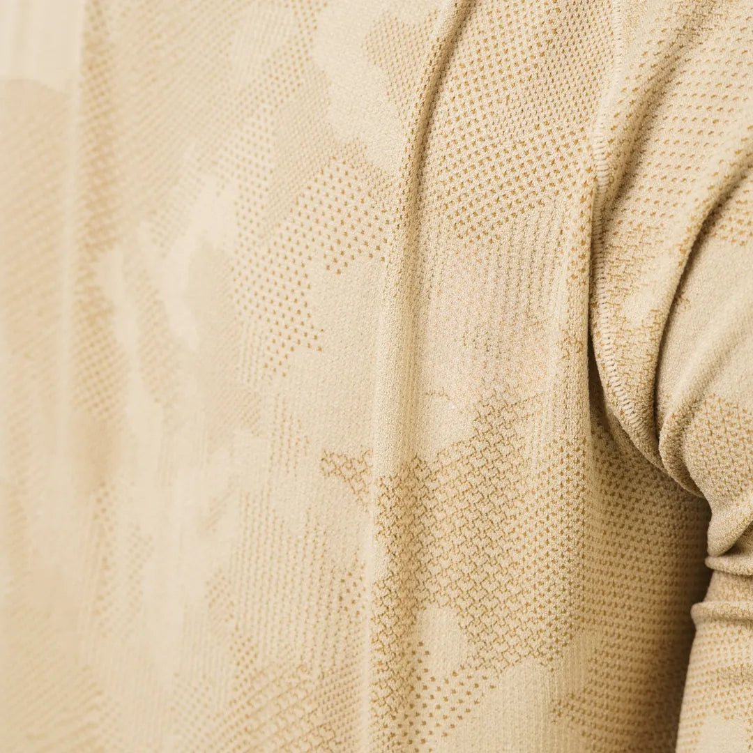 Nahtloses Kurzarm-Funktionsshirt – Beige