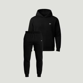 Set: 1 Hoodie mit Kängurutasche + 1 Jogginghose – komplett in Schwarz