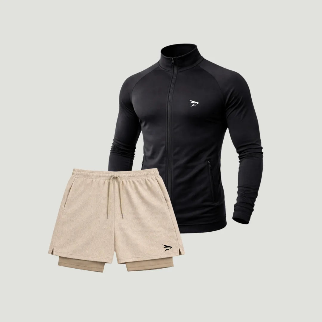 Set: 1 Kompressionsjacke + 1 Paar 2-in-1-Kompressionsshorts