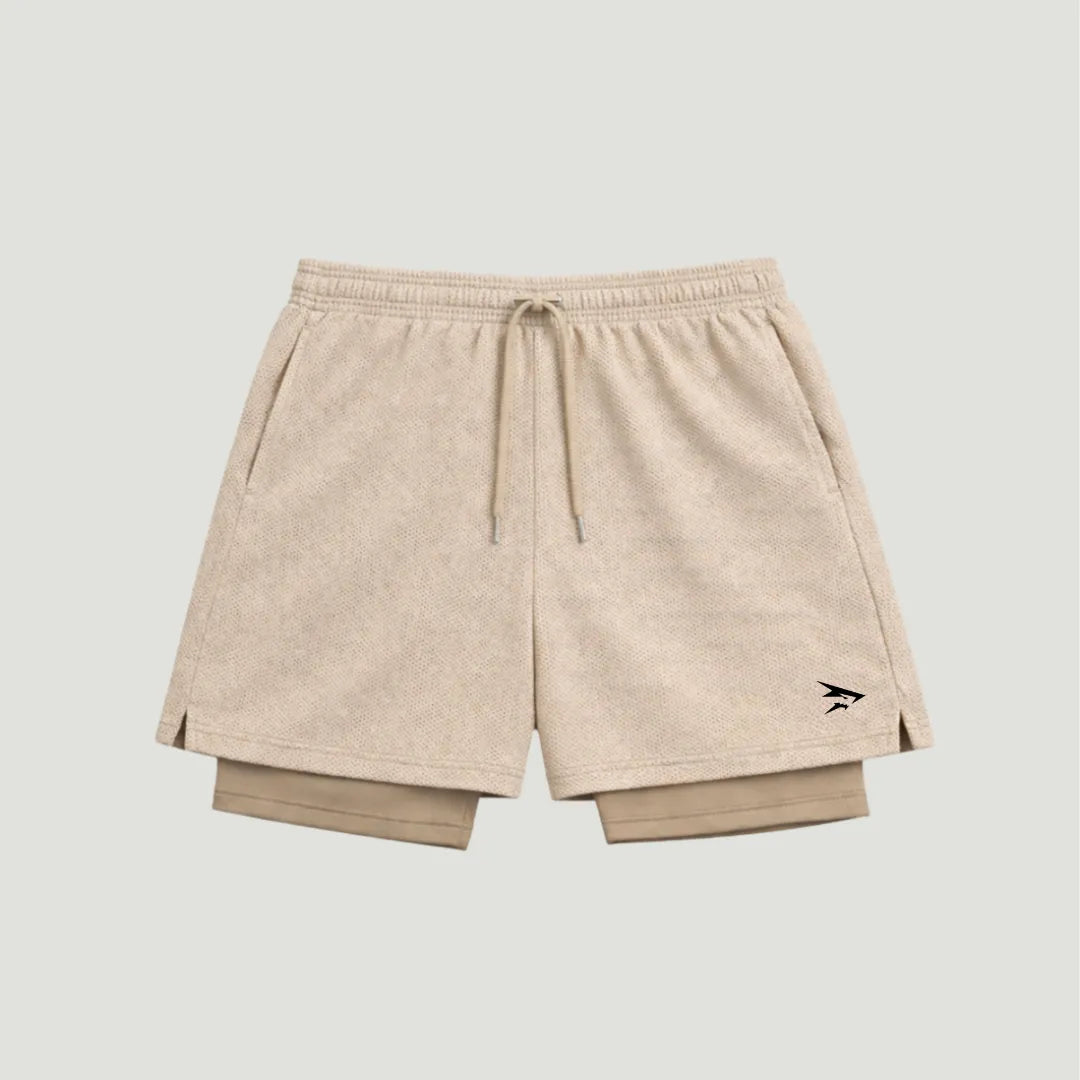 Beige Kompressions-Shorts aus Dry-Fit-Material