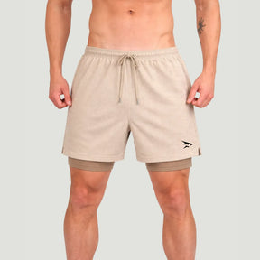 Beige Kompressions-Shorts aus Dry-Fit-Material