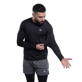 Schwarzes Langarm-Dri-Fit-Shirt – nahtlos