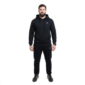 Set: 1 Hoodie mit Kängurutasche + 1 Jogginghose – komplett in Schwarz