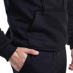 Set: 1 Hoodie mit Kängurutasche + 1 Jogginghose – komplett in Schwarz