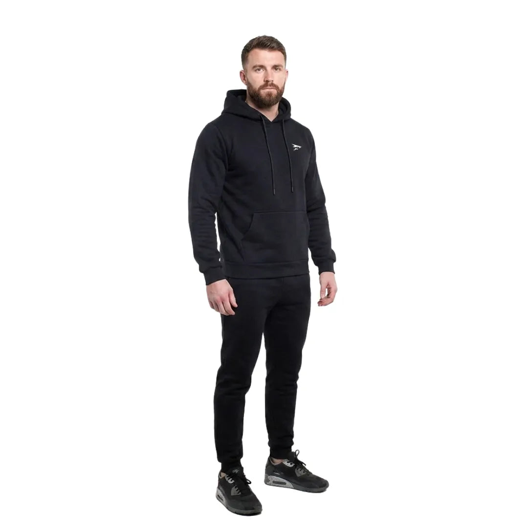 Set: 1 Hoodie mit Kängurutasche + 1 Jogginghose – komplett in Schwarz