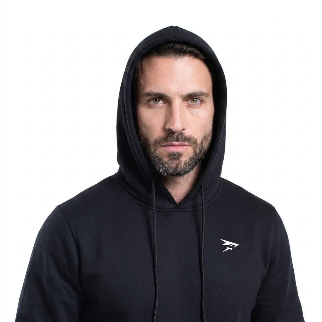 Set: 1 Hoodie mit Kängurutasche + 1 Jogginghose – komplett in Schwarz