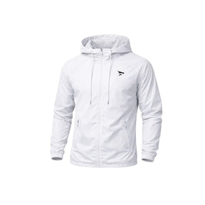 Weißer Windbreaker mit Kapuze