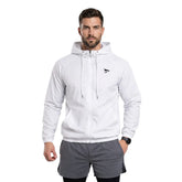 Weißer Windbreaker mit Kapuze