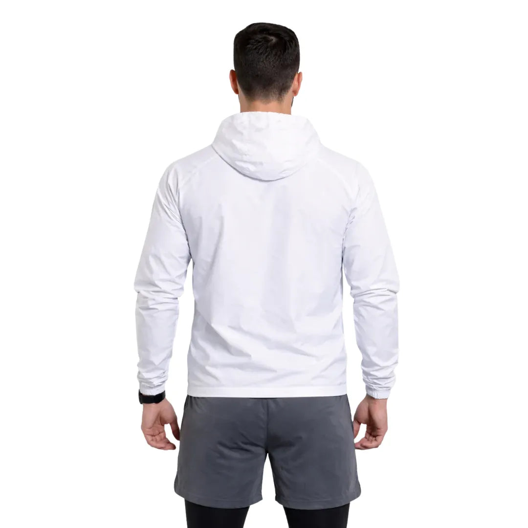 Weißer Windbreaker mit Kapuze