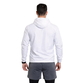 Weißer Windbreaker mit Kapuze
