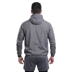 Grauer Windbreaker mit Kapuze