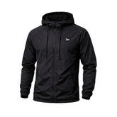 Schwarzer Windbreaker mit Kapuze