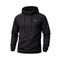 Schwarzer Windbreaker mit Kapuze