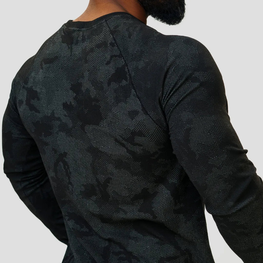 Dry-Langarmshirt – Schwarz – Nahtlos