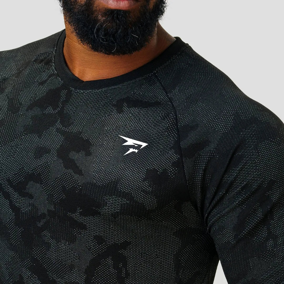 Dry-Langarmshirt – Schwarz – Nahtlos