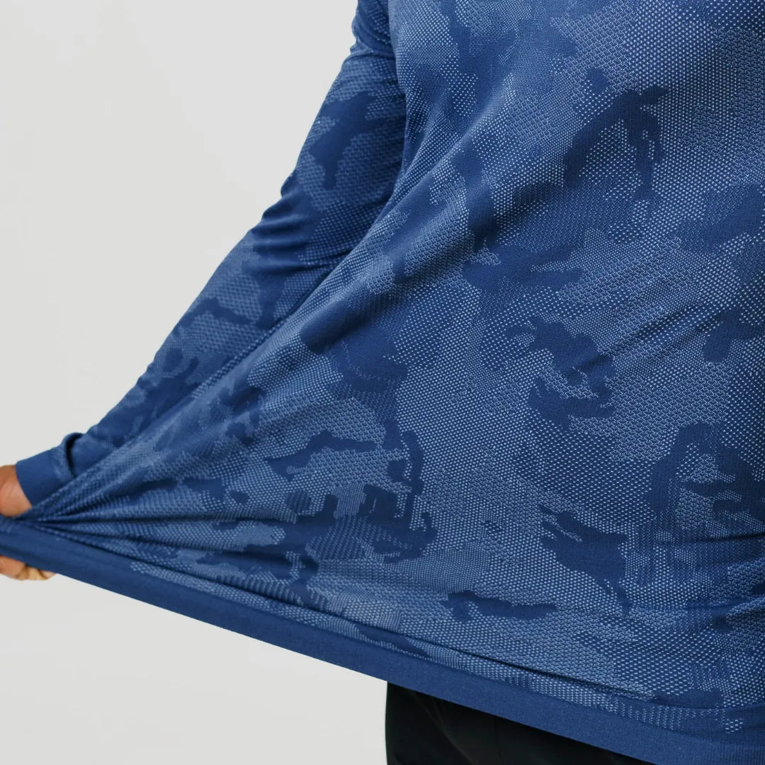 Langarm-Funktionsshirt – Blau – Nahtlos
