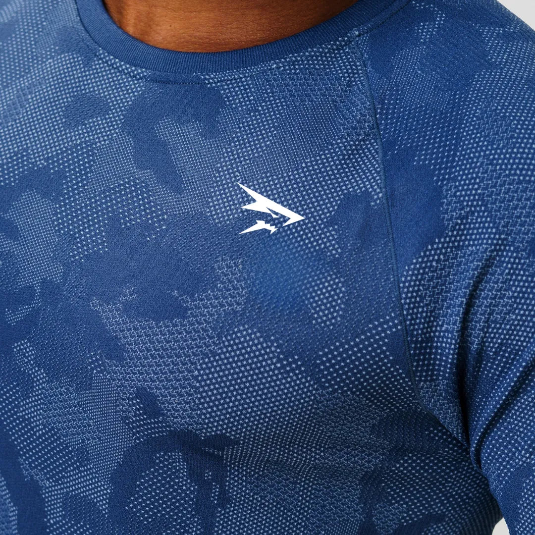 Langarm-Funktionsshirt – Blau – Nahtlos