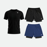 Dry-Fit-Set: 1 T-Shirt + 2 Kompressionsshorts